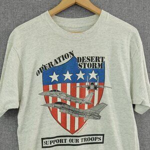 Vintage 1991 Operation Desert Storm Support Our Troops Jet Graphic T-Shirt‎ Sz M